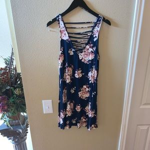Navy/ pink flower dress